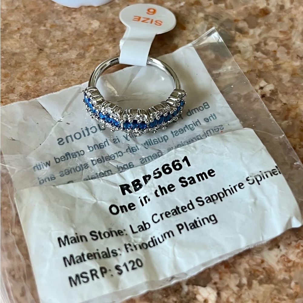 Bomb Party RBP5661 One in the Same Sapphire Spinel on Rhodium Ring - Picture 5 of 5